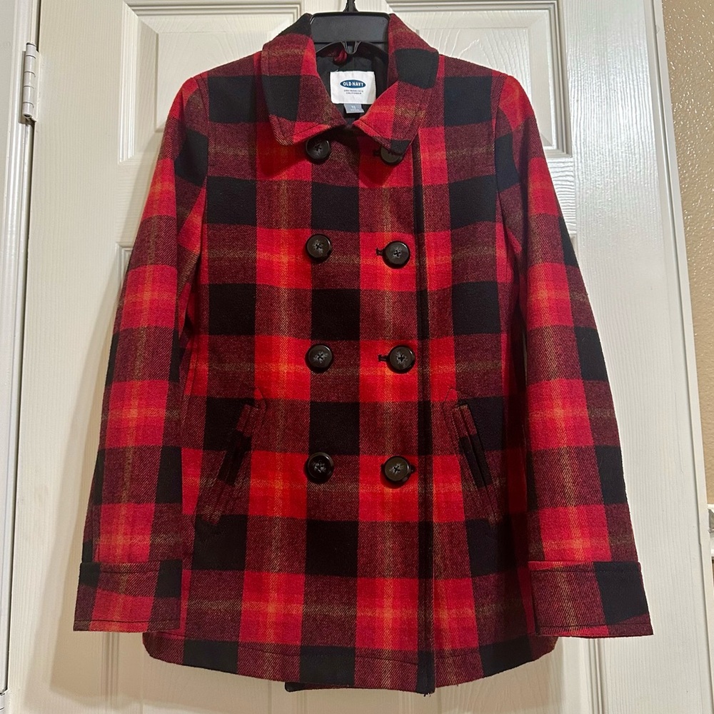 Old Navy Plaid Peacoat Size XS ♥️